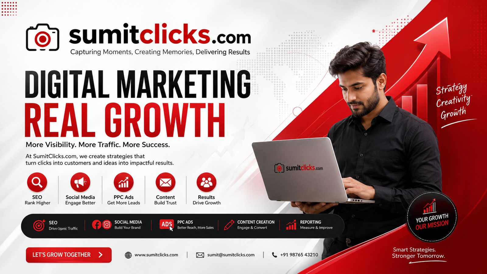 Digital marketing banner for SumitClicks.com